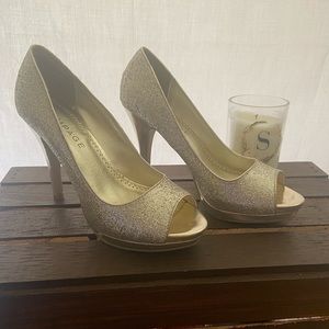 Gold Peep Toe Heels
